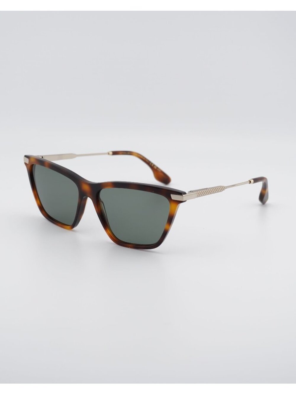 Victoria Beckham VB663S 215 Sunglasses Havana Cat Eye Frame, Green Lenses